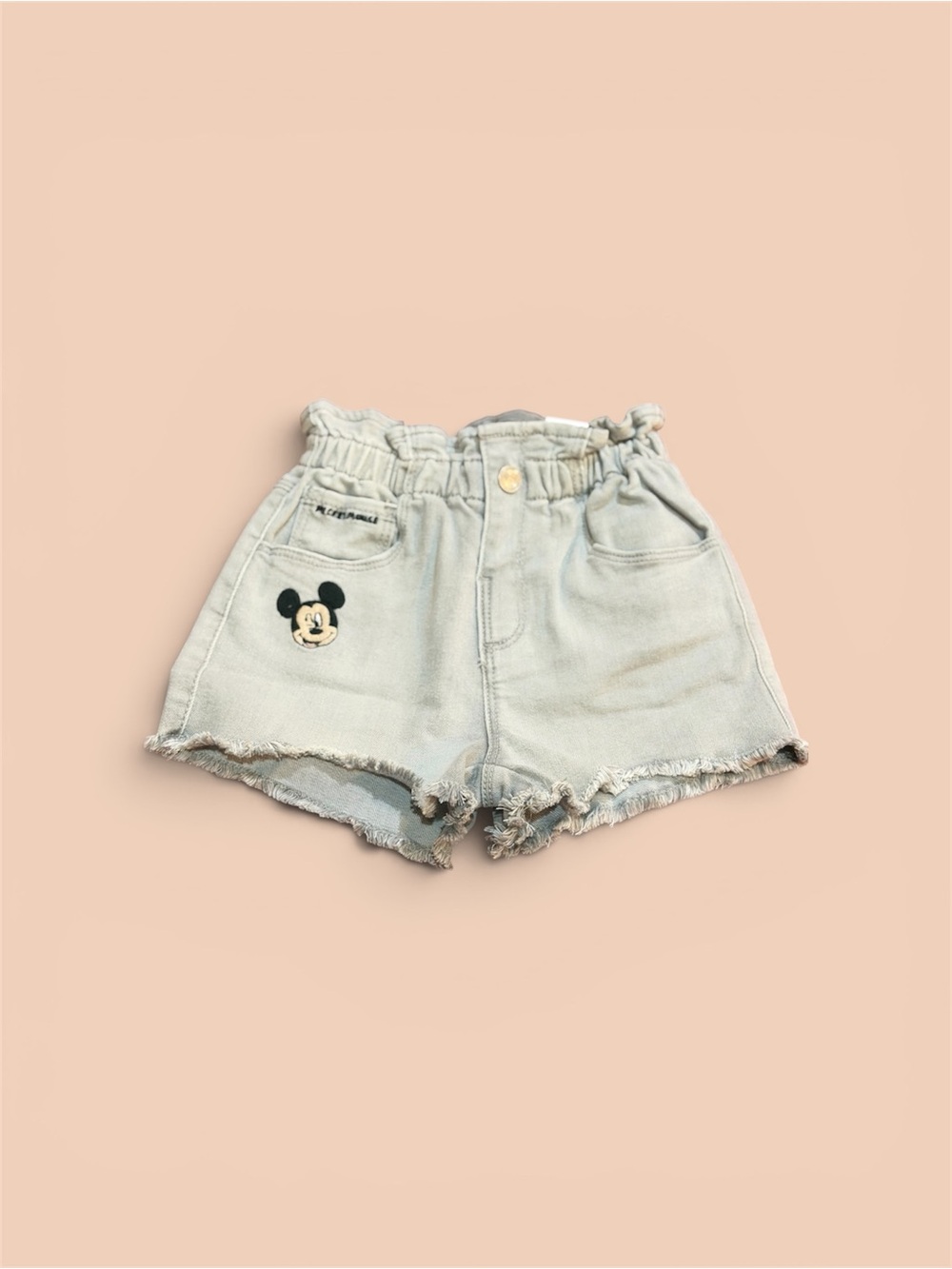 Zara Disney Baby Gray Denim Shorts with Mickey Accent